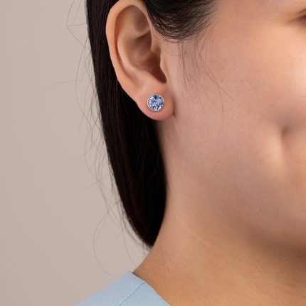 Rope Rounds L Silver Crystal Earrings
