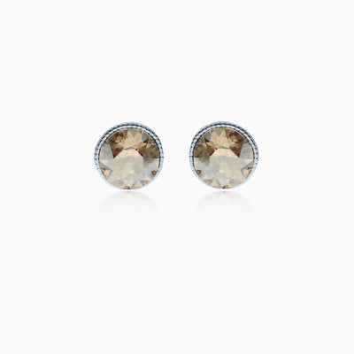 Rope Rounds S Silver Crystal Earrings