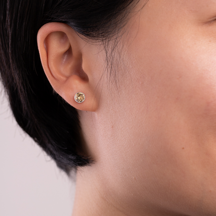 Rope Rounds S Silver Crystal Earrings