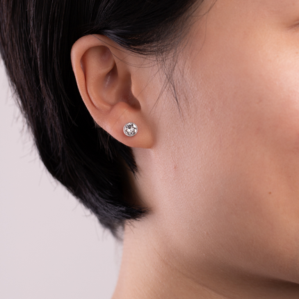 Rope Rounds S Silver Crystal Earrings