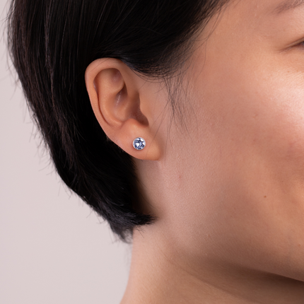 Rope Rounds S Silver Crystal Earrings