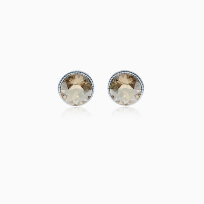 Rope Rounds XS Silver Crystal Earrings