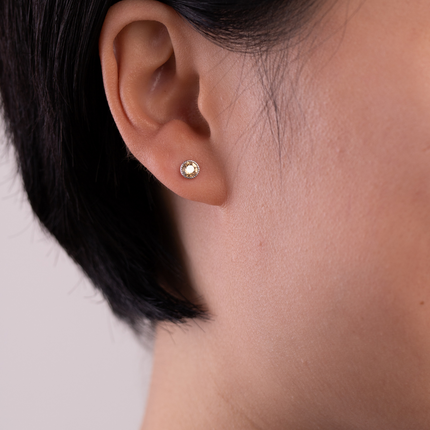 Rope Rounds XS Silver Crystal Earrings