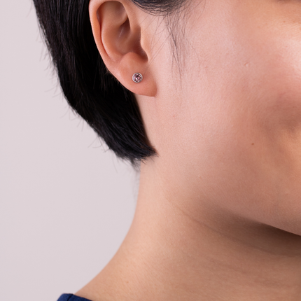 Rope Rounds XS Silver Crystal Earrings
