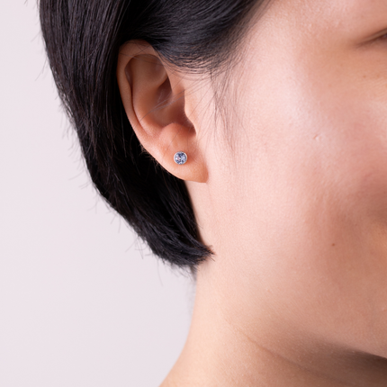 Rope Rounds XS Silver Crystal Earrings
