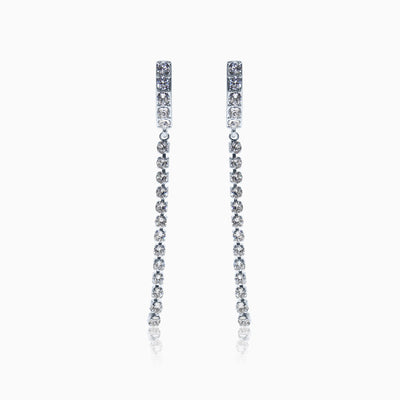 Rocktail Silver Crystal Earrings - Crystal