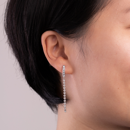 Rocktail Silver Crystal Earrings - Crystal