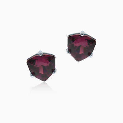 Stud Trilliants M Silver Crystal Earrings