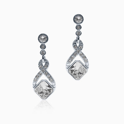 Trail Kech Silver Crystal Earrings - Crystal