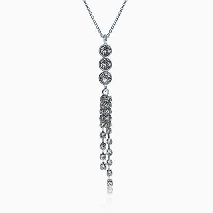 3Otail Slvr Crystal Necklace - Crystal