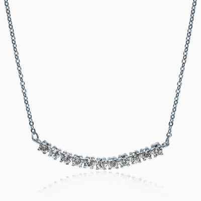 Bentbar Silver Crystal Necklace - Crystal