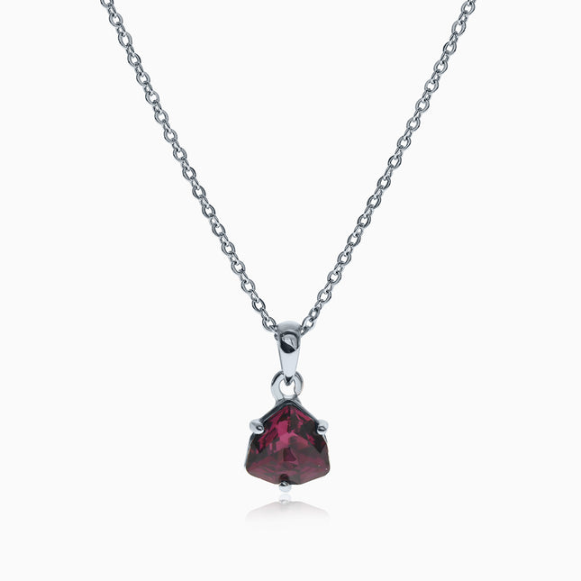 Cased Trilliant M Silver Crystal Necklace