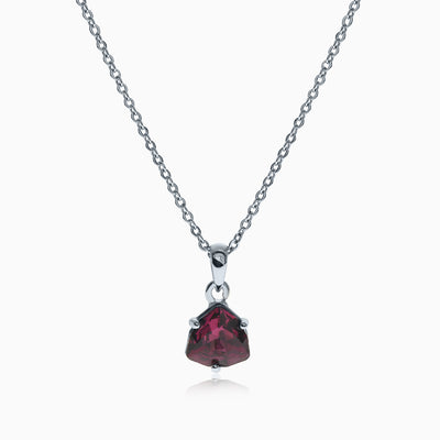 Cased Trilliant M Silver Crystal Necklace