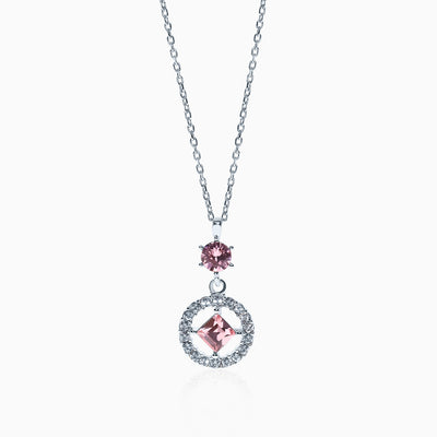 Nautilia Diamond Silver925 Crystal Necklace - Light Rose