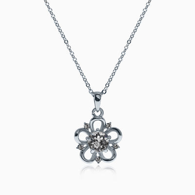Ornate Sak Silver Crystal Necklace