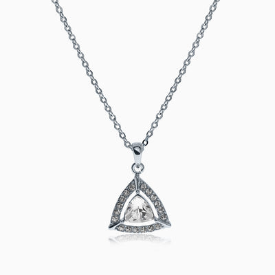 Triangra Silver Crystal Necklace - Crystal