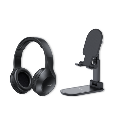 W33 Headphones Black + D31 mobile phone holder black